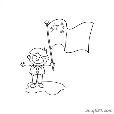 Free printable Chinese New Year Coloring Page with Boy Holding China Flag coloring page