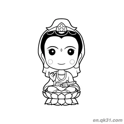 Free printable Chinese New Year Coloring Page with Cartoon Guanyin Bodhisattva coloring page