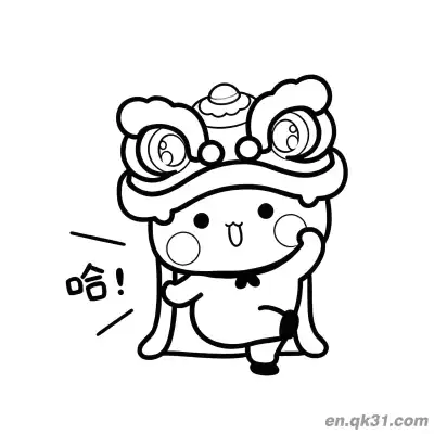 Free printable Chinese New Year Coloring Page with Cute Cartoon Lion Dance Head coloring page
