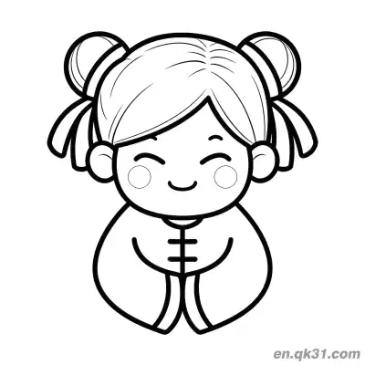 Free printable Chinese New Year Coloring Page with Cute Girl in Tang Suit coloring page