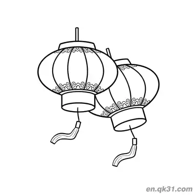 Free printable Chinese New Year Coloring Page with Decorative Chinese Lanterns coloring page