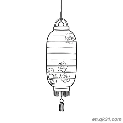 Free printable Chinese New Year Coloring Page with Floral Pattern Oval Lantern coloring page