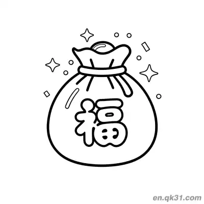 Free printable Chinese New Year Coloring Page with Fu Character Lucky Bag coloring page