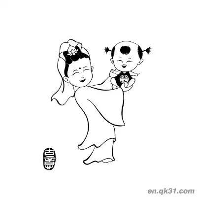Free printable Chinese New Year Coloring Page with Goddess Holding Baby coloring page