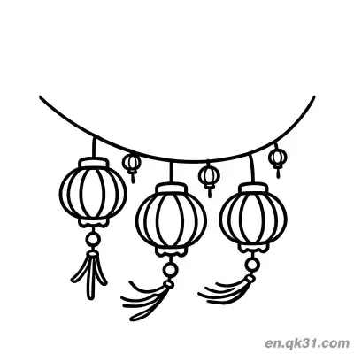 Free printable Chinese New Year Coloring Page with Hanging Lantern Garland coloring page