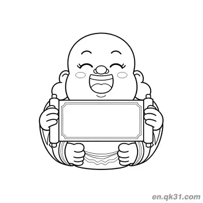Free printable Chinese New Year Coloring Page with Happy Buddha Holding Blank Sign coloring page