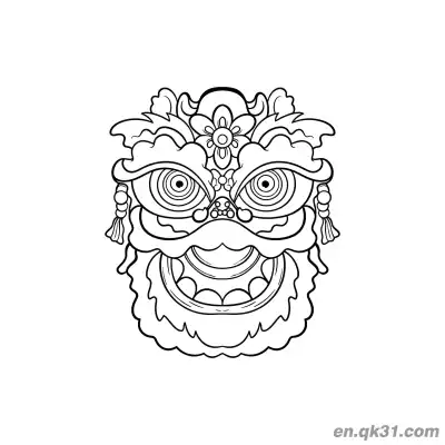 Free printable Chinese New Year Coloring Page with Intricate Pattern Lion Dance Head coloring page