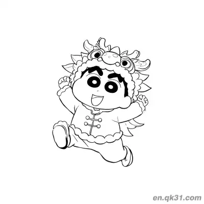 Free printable Chinese New Year Coloring Page with Kid in Lion Dance Costume coloring page