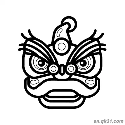 Free printable Chinese New Year Coloring Page with Line Art Lion Dance Head coloring page
