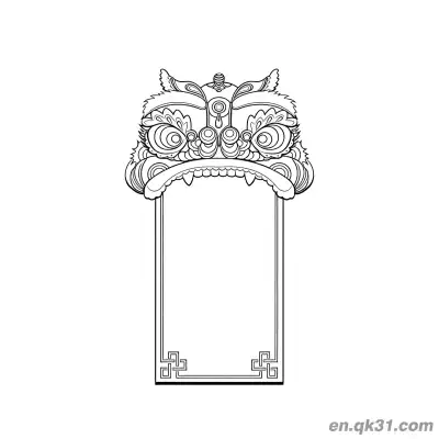 Free printable Chinese New Year Coloring Page with Lion Dance Head Frame coloring page