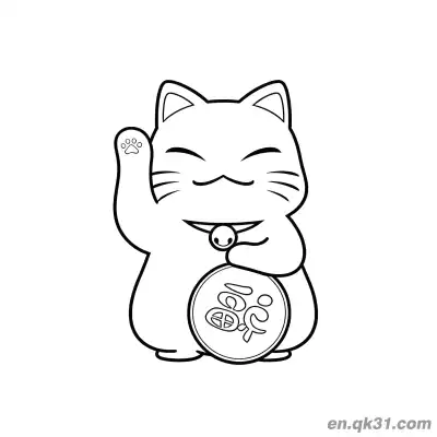 Free printable Chinese New Year Coloring Page with Lucky Cat Holding Fu Coin coloring page
