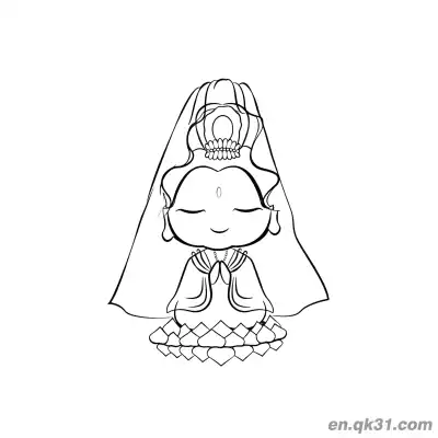 Free printable Chinese New Year Coloring Page with Minimalist Line Art Guanyin on Lotus coloring page