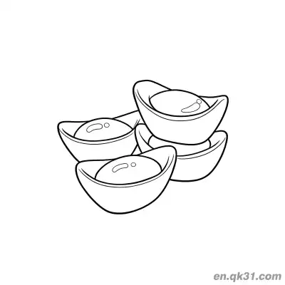 Free printable Chinese New Year Coloring Page with Pile of Gold Ingots coloring page