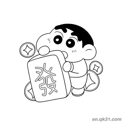 Free printable Chinese New Year Coloring Page with Shinchan Holding Fa Character Tile coloring page