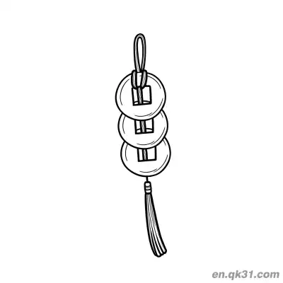 Free printable Chinese New Year Coloring Page with Three Coins Hanging Decoration coloring page