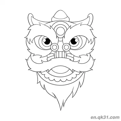 Free printable Chinese New Year Coloring Page with Traditional Lion Dance Head coloring page