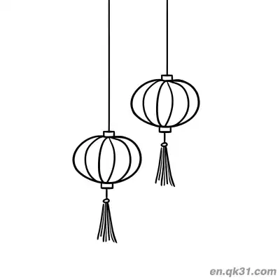 Free printable Chinese New Year Coloring Page with Two Hanging Lanterns coloring page