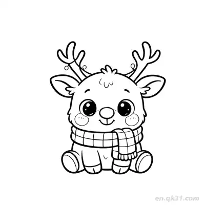 Free printable Cute Baby Reindeer Coloring Page coloring page