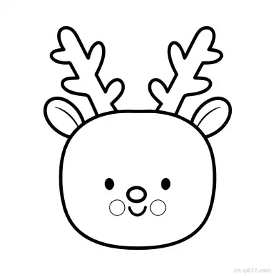 Free printable Cute Reindeer Face Coloring Page coloring page