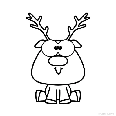 Free printable Cute Sitting Reindeer Coloring Page coloring page