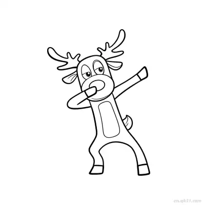 Free printable Dabbing Reindeer Christmas Coloring Page coloring page