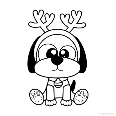 Free printable Festive Reindeer Dog Coloring Page coloring page