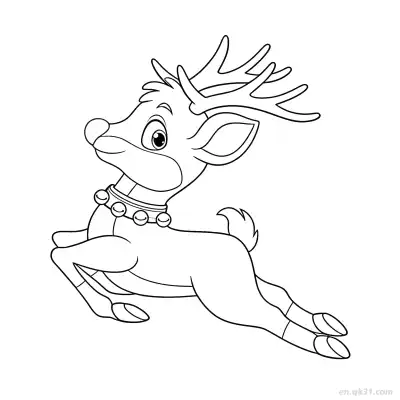 Free printable Leaping Reindeer Christmas Coloring Page coloring page