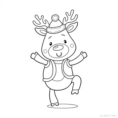 Free printable Playful Reindeer Christmas Coloring Page coloring page