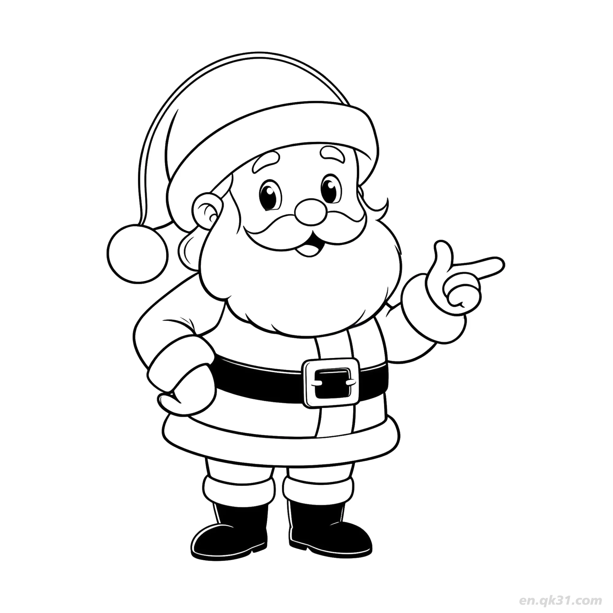 Pointing Santa Claus Coloring Page – Free Printable Coloring Page for Kids and Adults