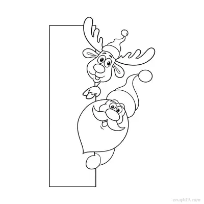 Free printable Reindeer and Santa Peeking Coloring Page coloring page
