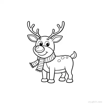 Free printable Reindeer Wearing Scarf Coloring Page coloring page