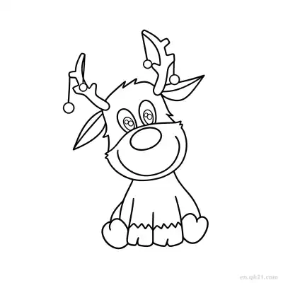 Free printable Reindeer with Holly Antlers Coloring Page coloring page