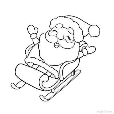 Free printable Santa Cheering in Sleigh Coloring Page coloring page