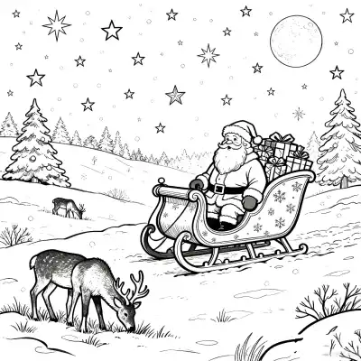 Free printable Santa Claus and Elk 3 Coloring Page - Free Printable Christmas PDFS Coloring Sheets coloring page