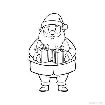Free printable Santa Claus Holding Two Presents Coloring Page coloring page