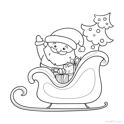 Free printable Santa Sitting in Sleigh Coloring Page coloring page