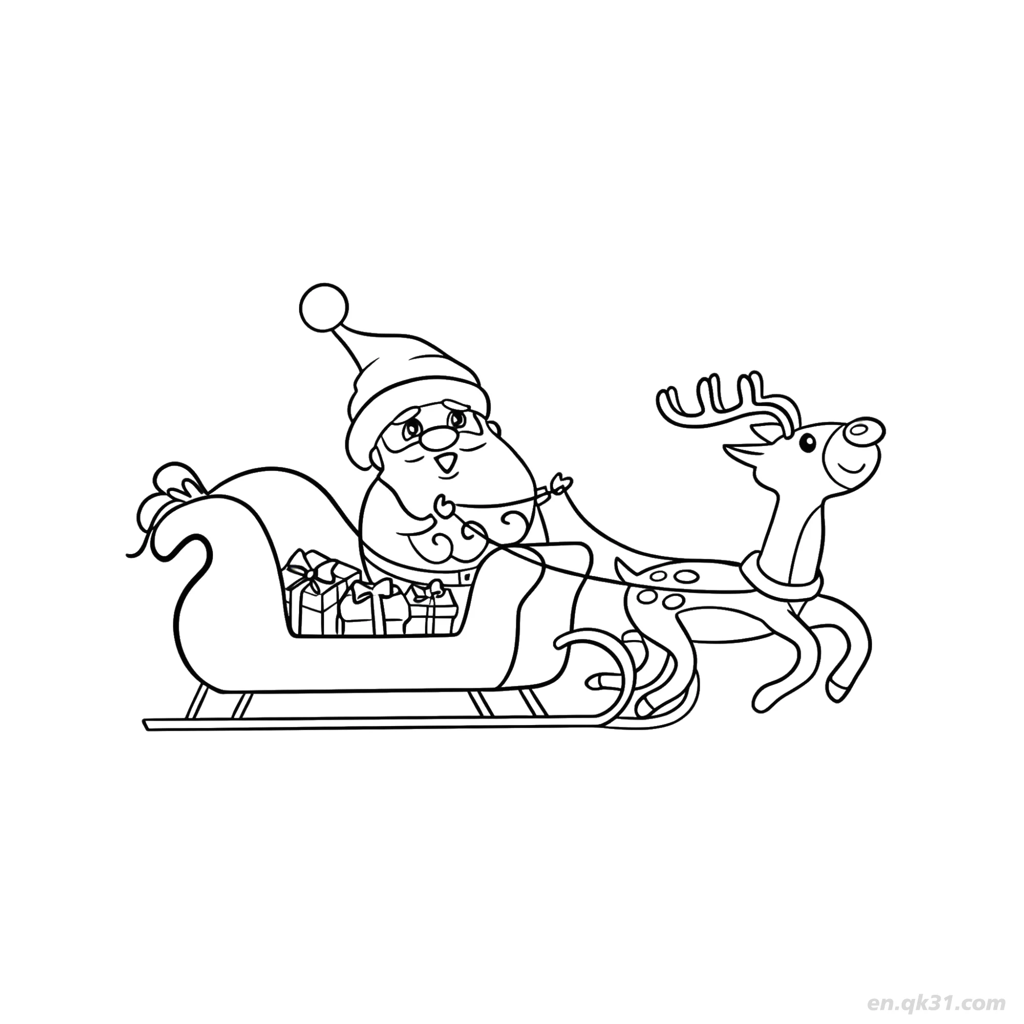 Santa Sleigh Full of Gifts Coloring Page – Free Printable Coloring Page for Kids and Adults