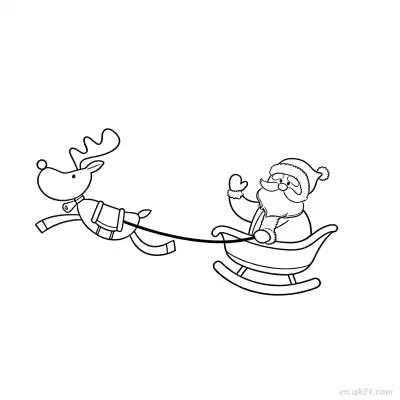 Free printable Santa Sleigh with Flying Reindeer Coloring Page coloring page
