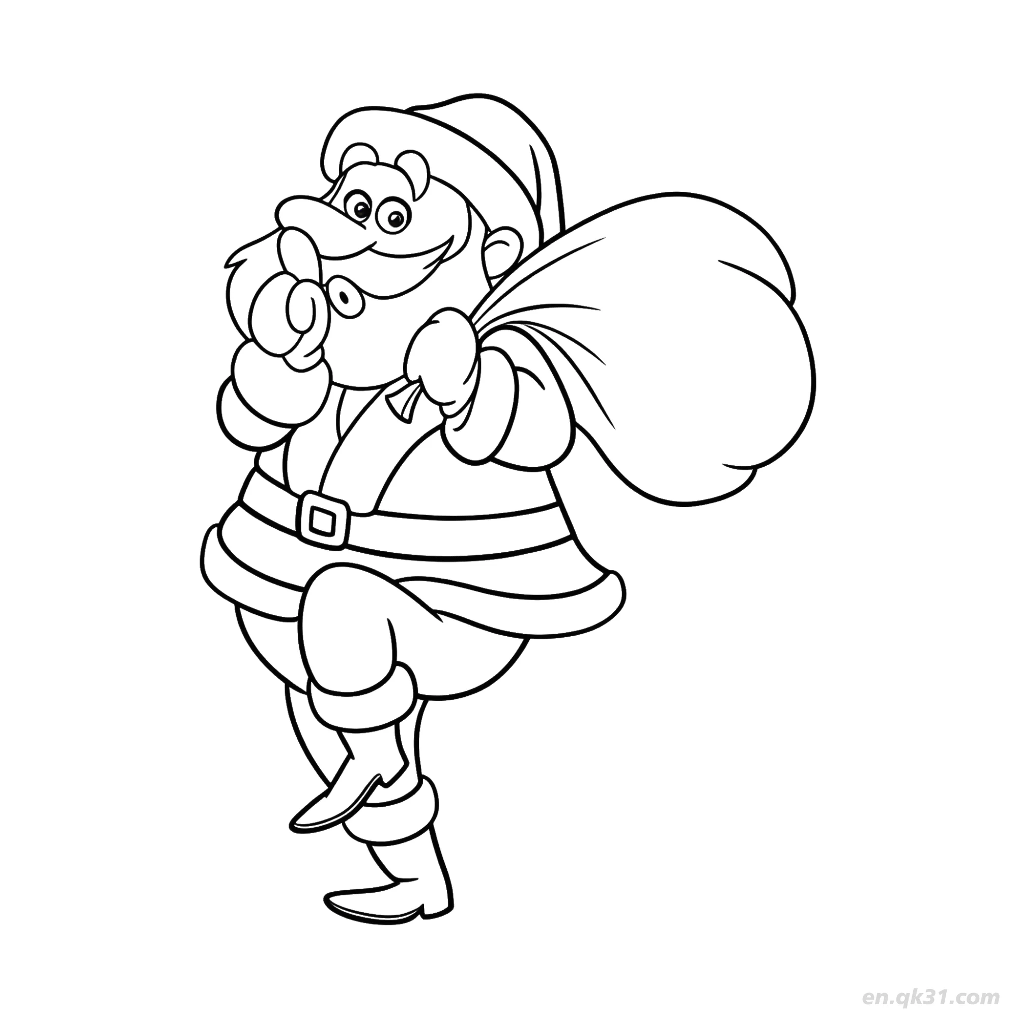Santa Walking with Gift Sack Coloring Page – Free Printable Coloring Page for Kids and Adults