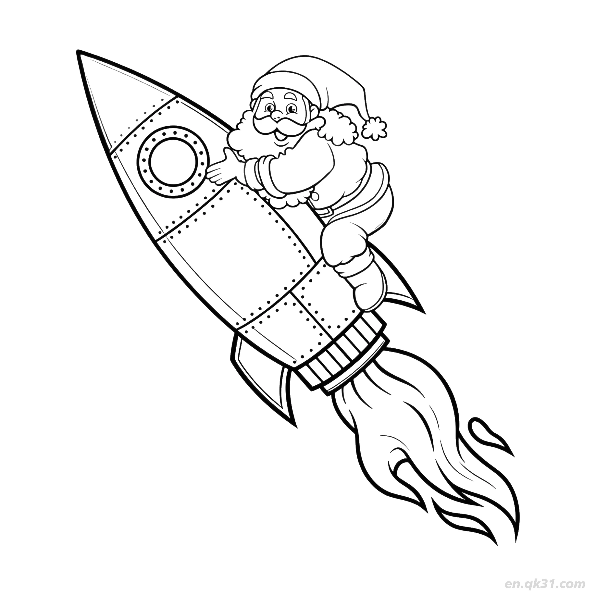 Santa Walking with Starry Gift Sack Coloring Page – Free Printable Coloring Page for Kids and Adults