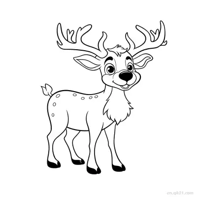 Free printable Smiling Reindeer Coloring Page coloring page