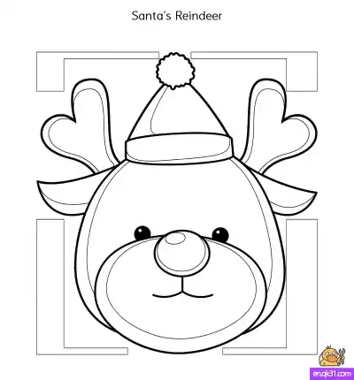 Free printable Christmas Santa's Reindeer Coloring Sheets: Free to Print coloring page