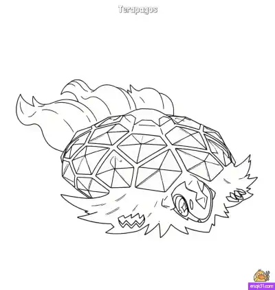 Free printable Terapagos Terastal Form Pokémon Coloring Page – Free Crystal Shell Printable coloring page
