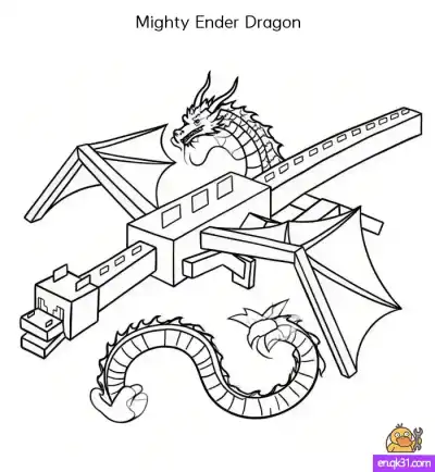 Free printable Draw the Mighty Ender Dragon – Step-by-Step Minecraft Boss Tutorial + Free Coloring Page coloring page