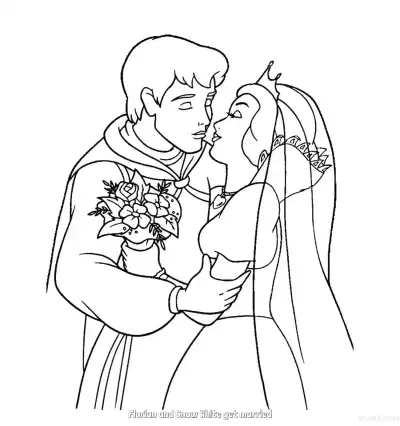Free printable Prince Florian Marrying Snow White Coloring Page coloring page