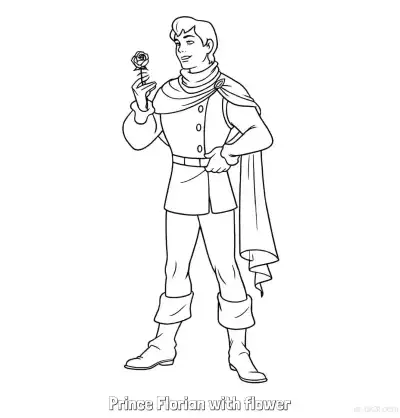 Free printable Prince Florian Holding a Flower Coloring Page coloring page