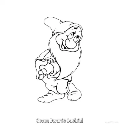 Free printable Seven Dwarfs Bashful Coloring Page coloring page