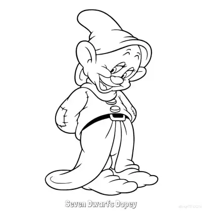Free printable Seven Dwarfs Dopey Coloring Page coloring page