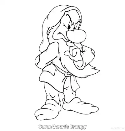 Free printable Seven Dwarfs Grumpy Coloring Page coloring page