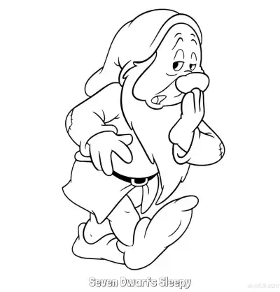 Free printable Seven Dwarfs Sleepy Coloring Page coloring page